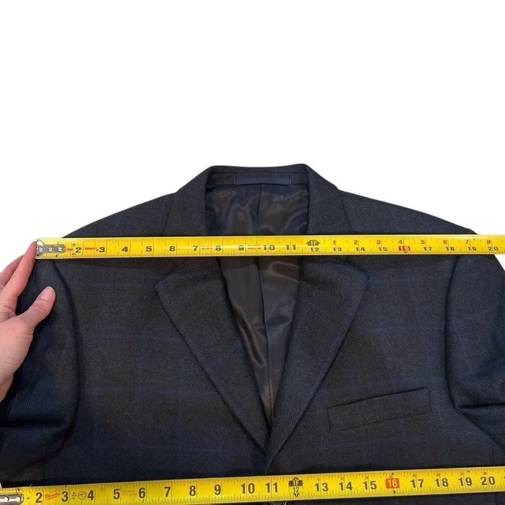 Burberry London Bond Street 2 Button Navy Blue Pinstripe Suit Sz 42 Long Pleated